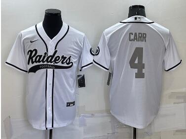 Men's Las Vegas Raiders #4 Derek Carr White Grey Stitched MLB Cool Base Nike Baseball Jersey