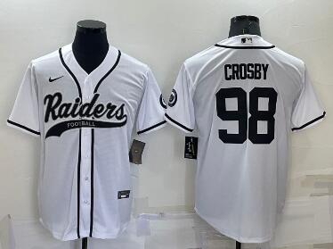 Men's Las Vegas Raiders #98 Maxx Crosby White Stitched MLB Cool Base Nike Baseball Jersey