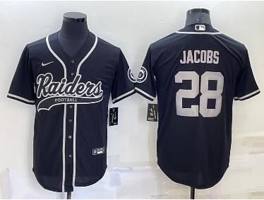 Men's Las Vegas Raiders #28 Josh Jacobs Black Stitched MLB Cool Base Nike Baseball Jersey