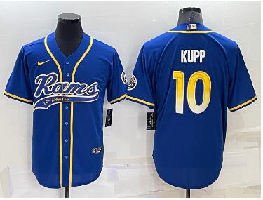 Men's Los Angeles Rams #10 Cooper Kupp Blue Stitched Cool Base Nike Baseball Jersey