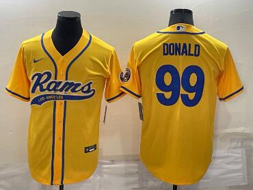 Men's Los Angeles Rams #99 Aaron Donald Yellow Stitched Cool Base Nike Baseball Jersey