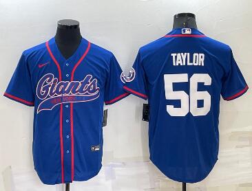 Men's New York Giants #56 Lawrence Taylor Blue Stitched MLB Cool Base Nike Baseball Jersey