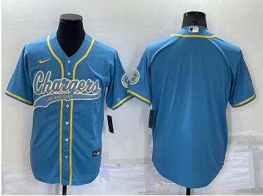 Men's Los Angeles Chargers Blank Light Blue Stitched MLB Cool Base Nike Baseball Jersey