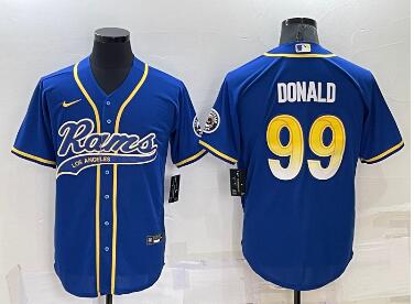 Men's Los Angeles Rams #99 Aaron Donald Blue Stitched Cool Base Nike Baseball Jersey