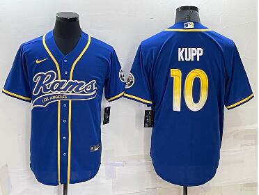 Men's Los Angeles Rams #10 Cooper Kupp Blue Stitched Cool Base Nike Baseball Jersey