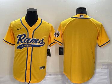 Men's Los Angeles Rams Blank Yellow Stitched MLB Cool Base Nike Baseball Jersey