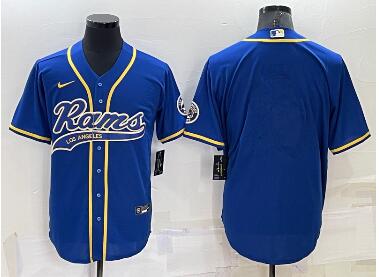 Men's Los Angeles Rams Blank Blue Stitched MLB Cool Base Nike Baseball Jersey