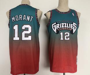 Men's Memphis Grizzlies #12 Ja Morant Teal Red Throwback Stitched Jersey