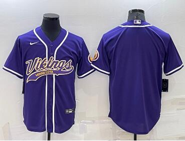 Men's Minnesota Vikings Blank Purple Stitched MLB Cool Base Nike Baseball Jersey