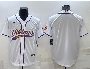 Men's Minnesota Vikings Blank White Stitched MLB Cool Base Nike Baseball Jersey