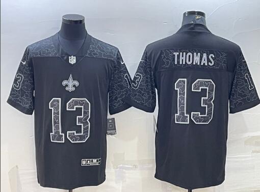 Men's New Orleans Saints #13 Michael Thomas Black Reflective Limited Stitched Football Jersey