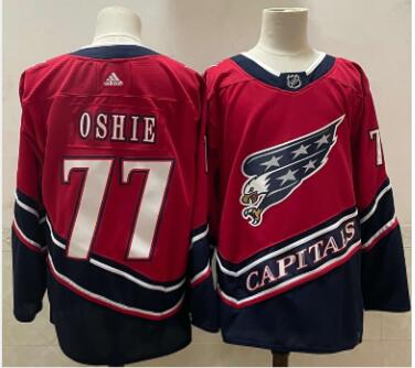 Men's Washington Capitals #77 T.J. Oshie Red 2021 Retro Stitched NHL Jersey