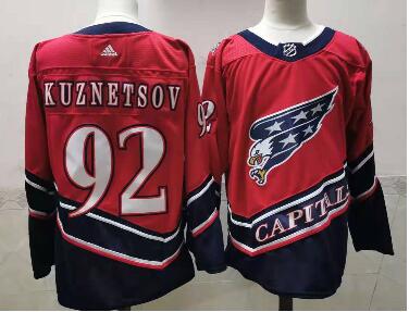 Men's Washington Capitals #92 Evgeny Kuznetsov Red 2021 Retro Stitched NHL Jersey