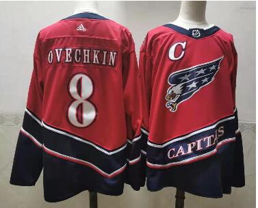 Men's Washington Capitals #8 Alex Ovechkin Red 2021 Retro Stitched NHL Jersey