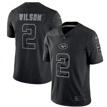 Men's New York Jets #2 Zach Wilson Black Reflective Limited Stitched Jersey