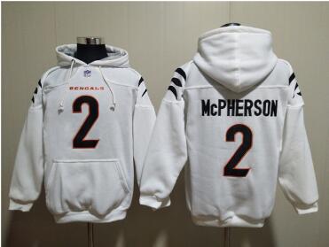 Men's Cincinnati Bengals #2 Evan McPherson White Pullover Hoodie