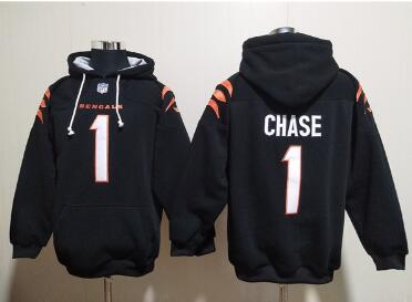 Men's Cincinnati Bengals #1 Ja'Marr Chase Black Pullover Hoodie