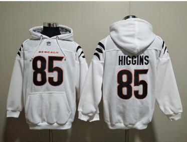 Men's Cincinnati Bengals #85 Tee Higgins White Pullover Hoodie