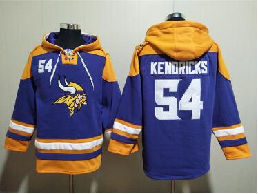 Men's Minnesota Vikings #54 Eric Kendricks Purple Yellow Ageless Must-Have Lace-Up Pullover Hoodie