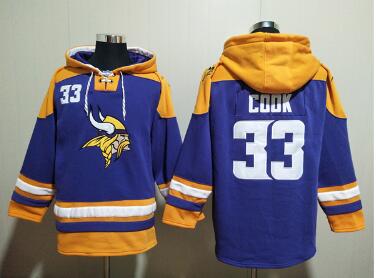 Men's Minnesota Vikings #33 Dalvin Cook Purple Yellow Ageless Must-Have Lace-Up Pullover Hoodie