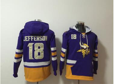 Men's Minnesota Vikings #18 Justin Jefferson Purple Ageless Must-Have Lace-Up Pullover Hoodie