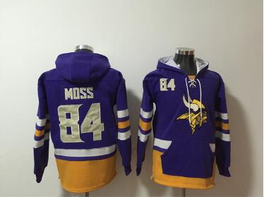 Men's Minnesota Vikings #84 Randy Moss Purple Ageless Must-Have Lace-Up Pullover Hoodie