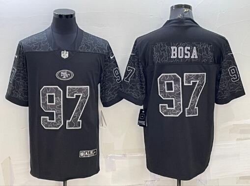 Men's San Francisco 49ers #97 Nick Bosa Black Reflective Limited Stitched Football Jersey