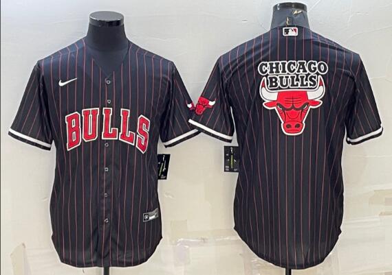 Men's Chicago Bulls #23 Michael Jordan Black Cool Base Stitched Baseball Jersey