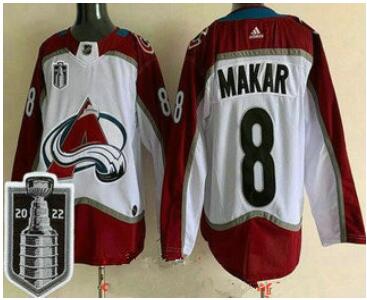 Men's Colorado Avalanche #8 Cale Makar White 2022 Stanley Cup Stitched Jersey