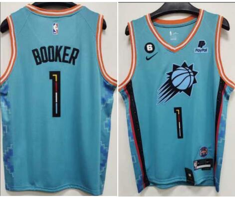 Men's 2022-23 City Edition Phoenix Suns Devin Booker #1 Turquoise  Jersey
