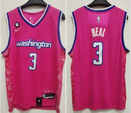 Nike Men's 2022-23 City Edition Washington Wizards Bradley Beal #3 Pink stitched Jersey