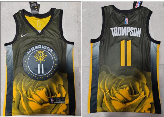 Men's Golden State Warriors #11 Klay Thompson Black 2022-23 City edition Stitched Basketball Jersey