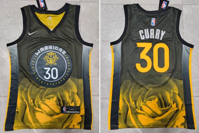 Men's Golden State Warriors #30 Stephen Curry Black 2022-23 City edition Stitched Basketball Jersey