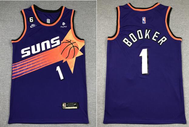 Men's Phoenix Suns #1 Devin Booker Purple Stitched Jersey