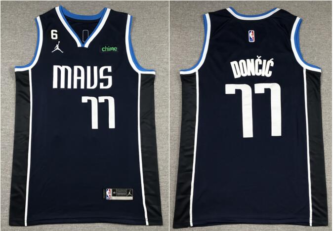 Men's Dallas Mavericks #77 Luka Doncic Stitched Basketball Jersey Navy Blue