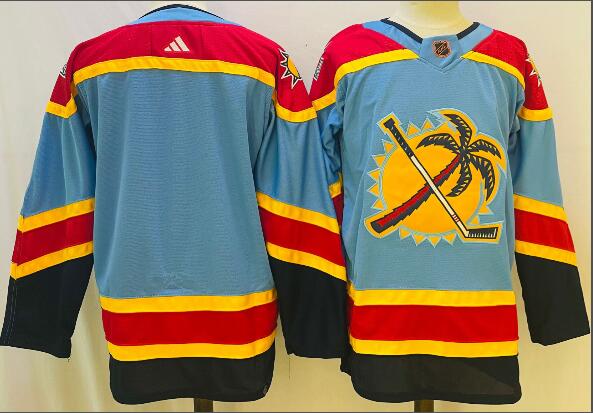 Men's Florida Panthers Blank Blue 2022 Reverse Retro Stitched Jersey