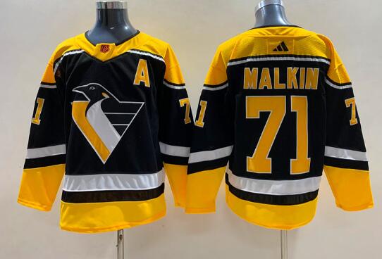 Men's Pittsburgh Penguins #71 Evgeni Malkin Black 2022-23 Reverse Retro Stitched Jersey