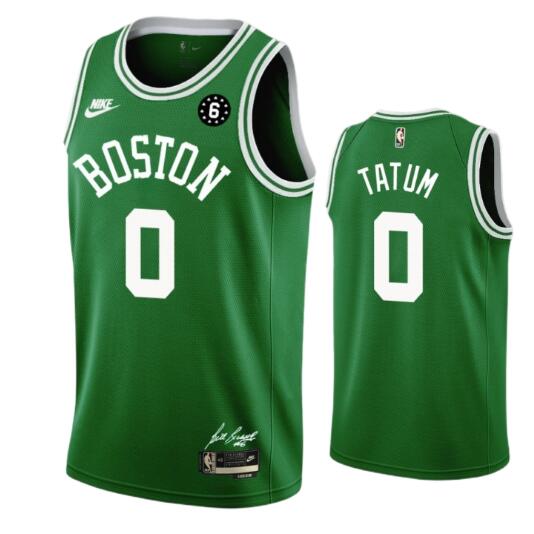 Men's Boston Celtics #0 Jayson Tatum  No.6 Patch Stitched Basketball Jersey
