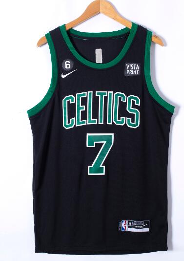Men's Boston Celtics #7 Jaylen Brown No.6 Patch Stitched Basketball Jersey