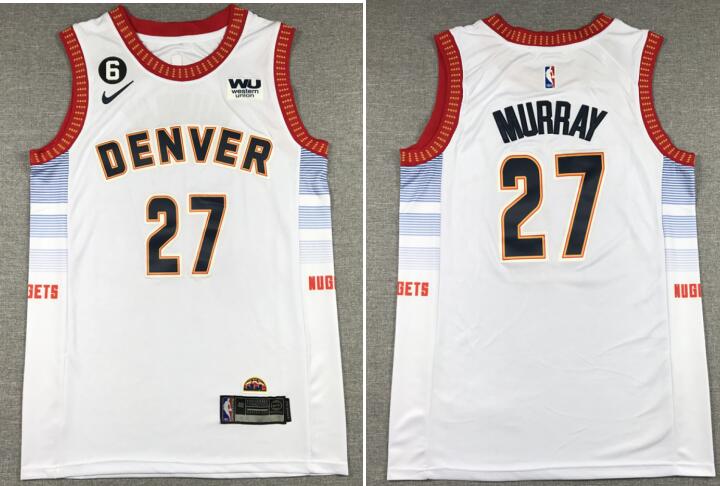 Men's Denver Nuggets Jamal Murray Nike Silver 2022/23 stitched Jersey - City Edition
