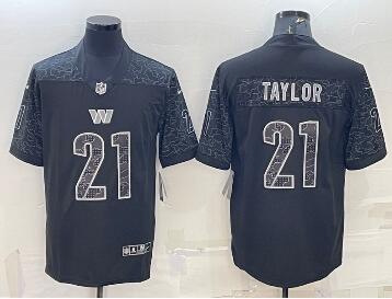 Men's Washington Commanders #21 Sean Taylor Black Reflective Limited Stitched Football Jersey