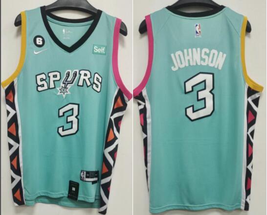 Keldon Johnson San Antonio Spurs Men's 2022/23 stitched Jersey Turquoise