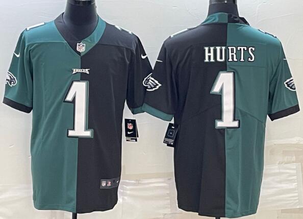 Men's Philadelphia Eagles #1 Jalen Hurts Split Jersey