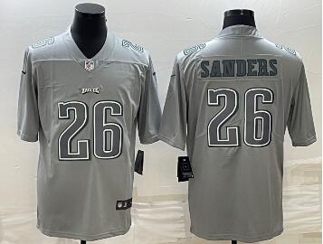 Men's Philadelphia Eagles #26 Miles Sanders Gray Atmosphere Fashion Stitched Jersey