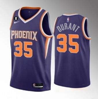 Men's Phoenix Suns #35 Kevin Durant Purple Icon Edition With NO.6 Patch Stitched Basketball Jersey