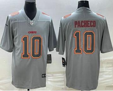 Men's Kansas City Chiefs #10 Isiah Pacheco Gray Atmosphere Fashion Stitched Jersey