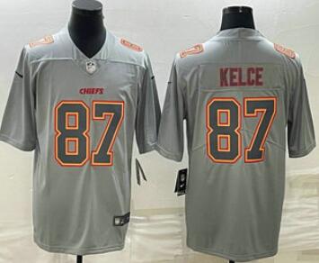 Men's Kansas City Chiefs #87 Travis Kelce Gray Atmosphere Fashion Stitched Jersey