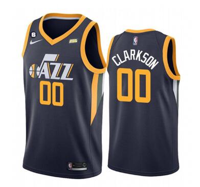 Men's Utah Jazz #00 Jordan Clarkson Navy Icon Edition With No.6 Patch Swingman Stitched Jersey