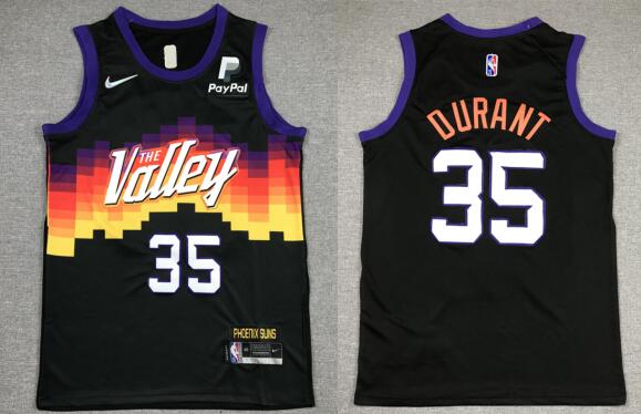 Men's Phoenix Suns #35 Kevin Durant Black 2022-23 Stitched Basketball Jersey with paypal patch