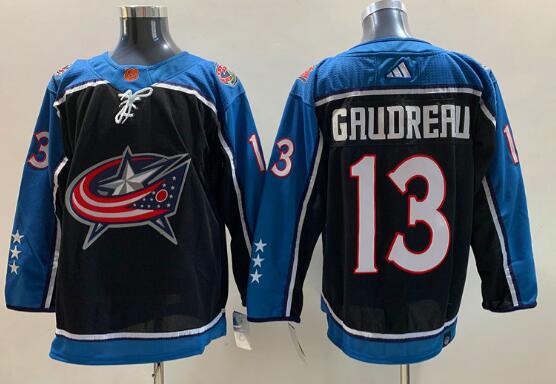 Johnny Gaudreau #13 Reverse Retro 2.0 2022 Columbus Blue Jackets Navy Jersey Primegreen